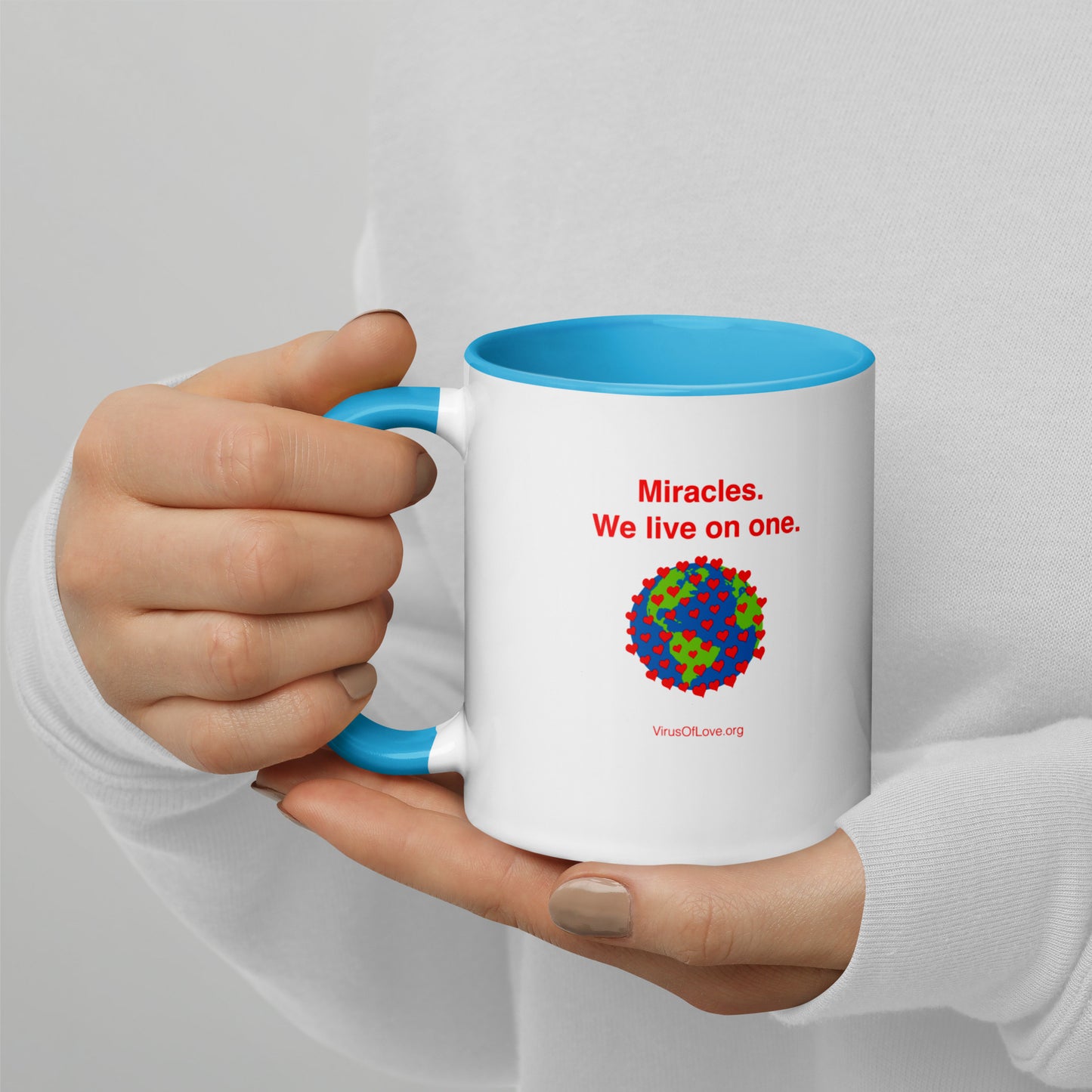 Miracles - We live on one - with image - Mug with Color Inside