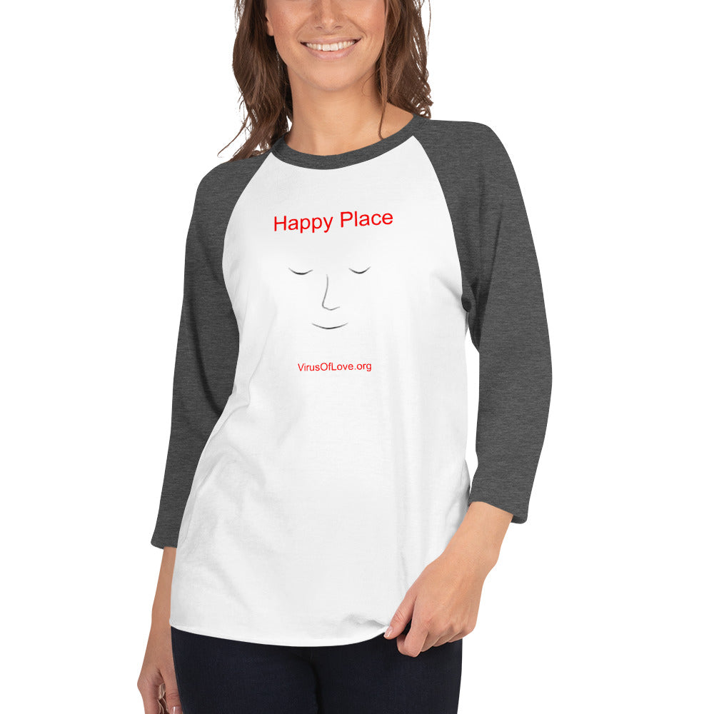 Happy Place Meditator-3/4 sleeve raglan shirt