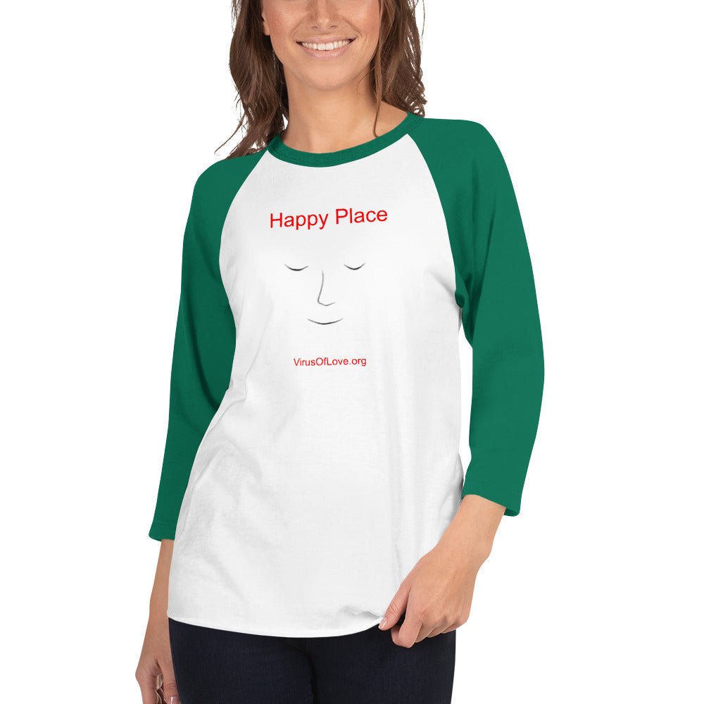 Happy Place Meditator-3/4 sleeve raglan shirt
