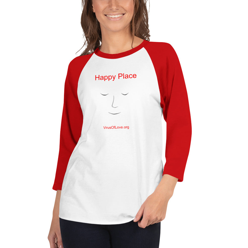 Happy Place Meditator-3/4 sleeve raglan shirt