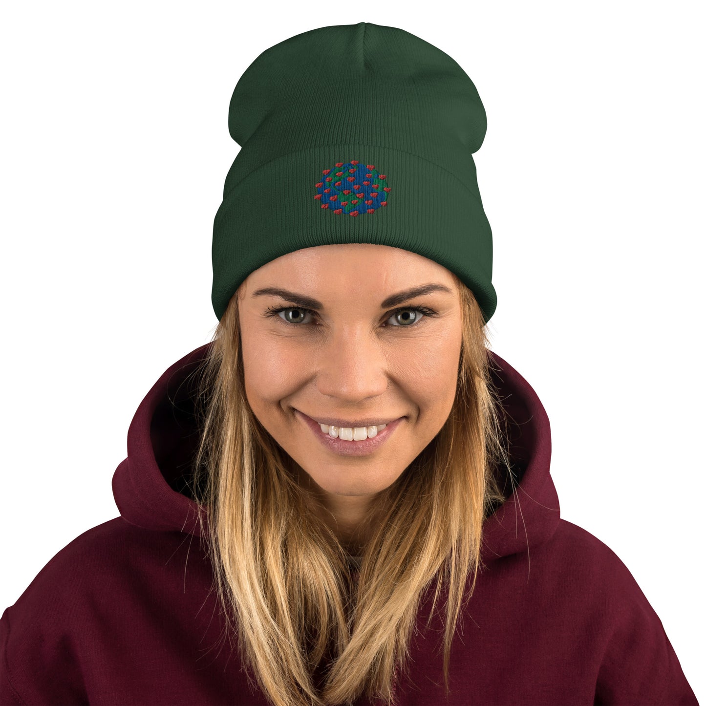 Embroidered Beanie with Virus of Love Image