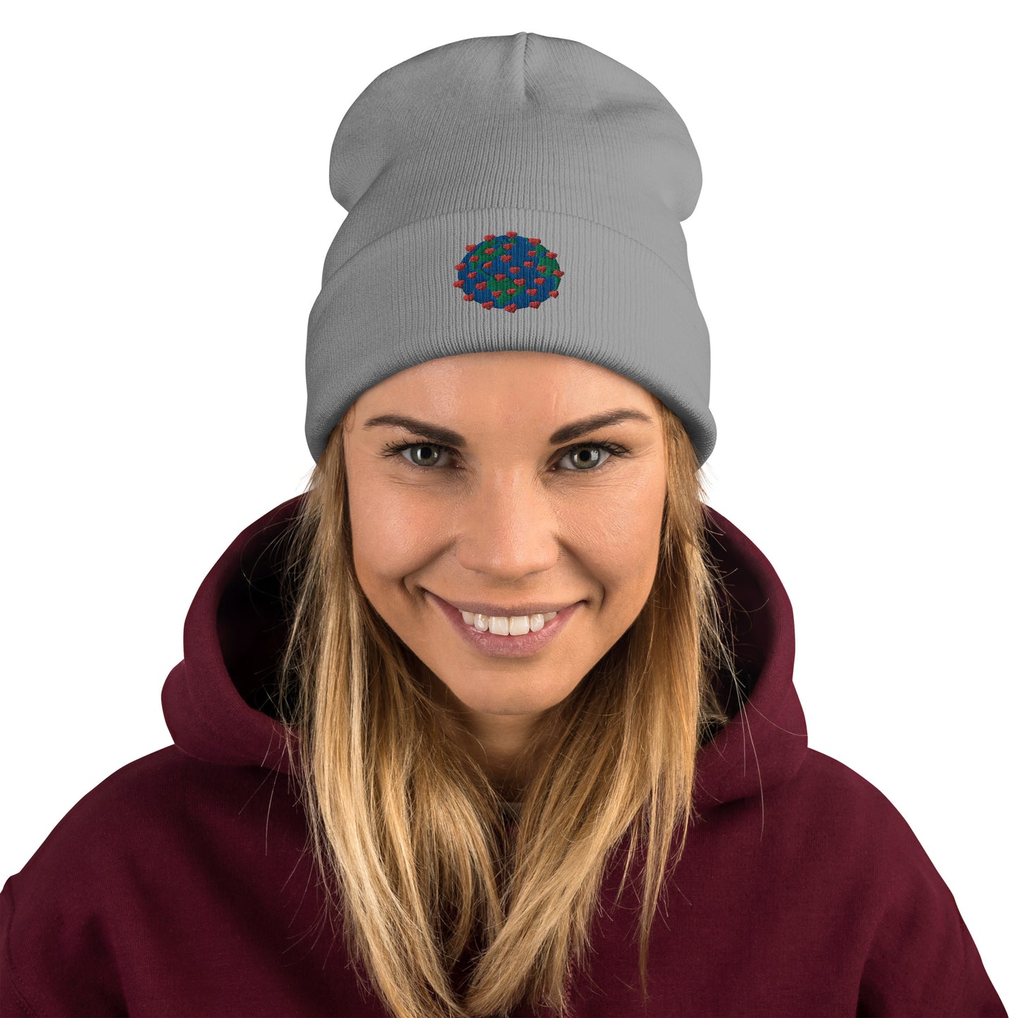 Embroidered Beanie with Virus of Love Image