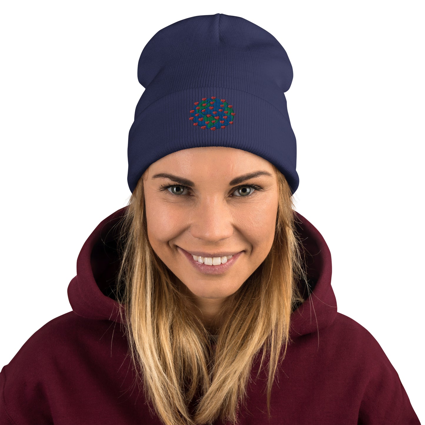 Embroidered Beanie with Virus of Love Image