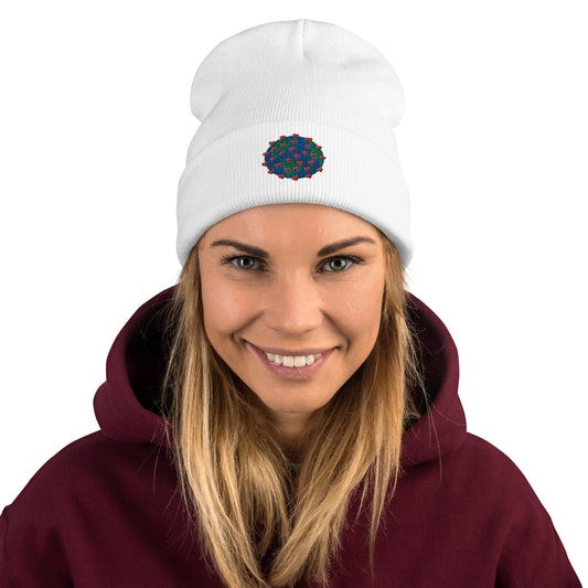 Embroidered Beanie with Virus of Love Image