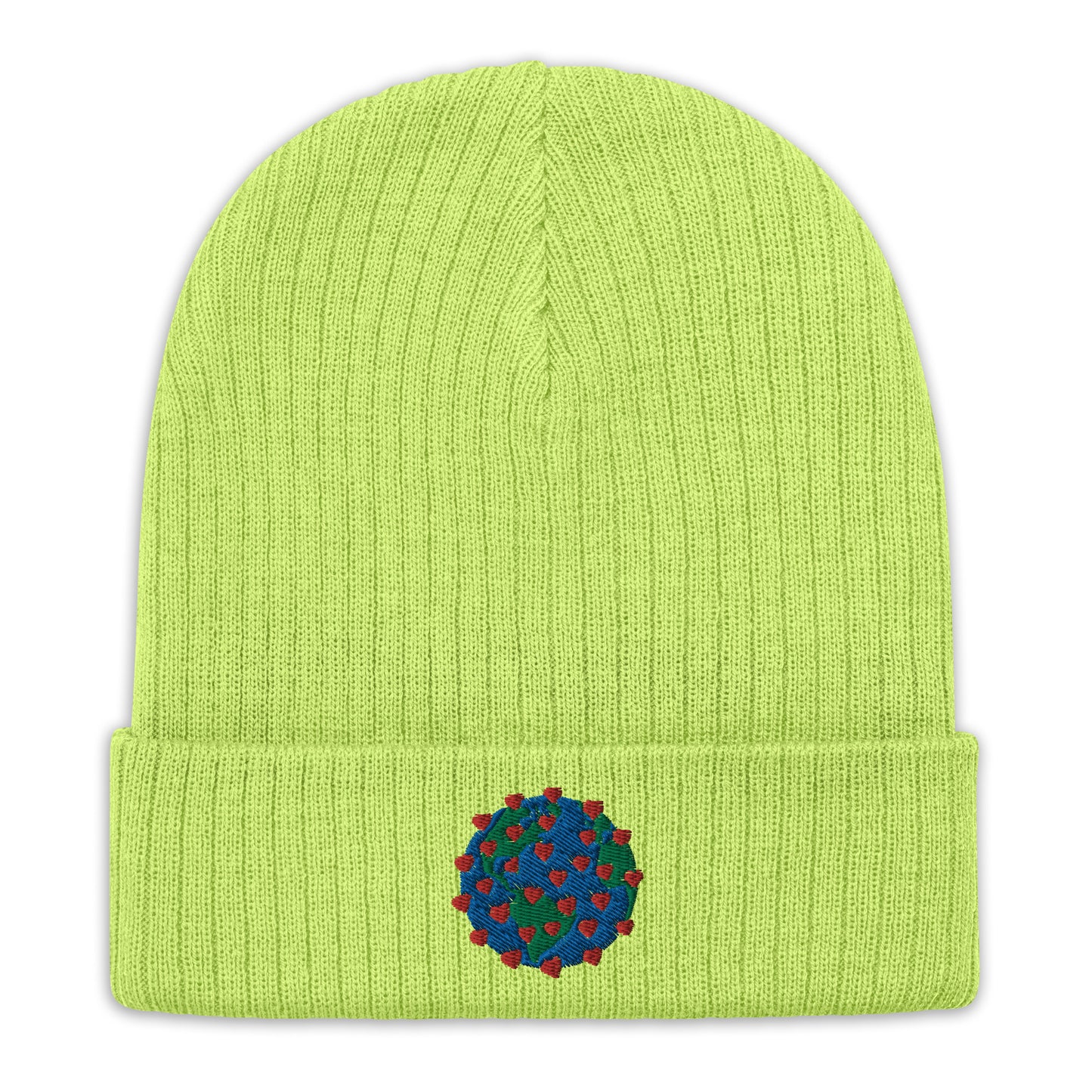 Ribbed knit beanie with embroidered Virus of Love Image