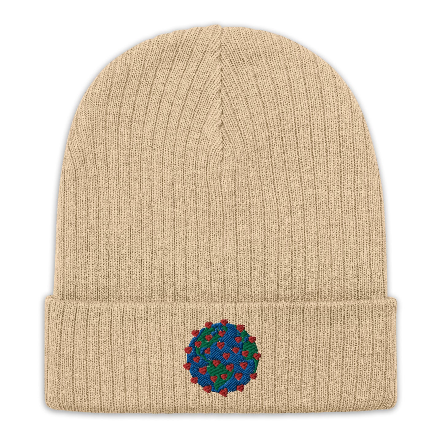 Ribbed knit beanie with embroidered Virus of Love Image