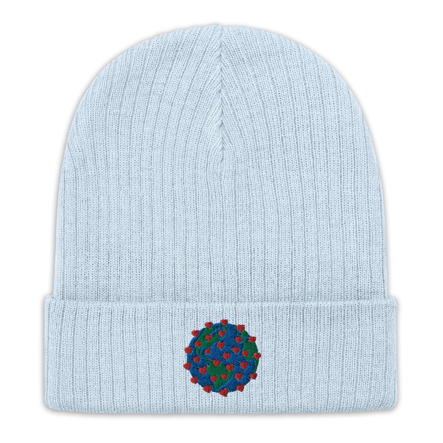 Ribbed knit beanie with embroidered Virus of Love Image