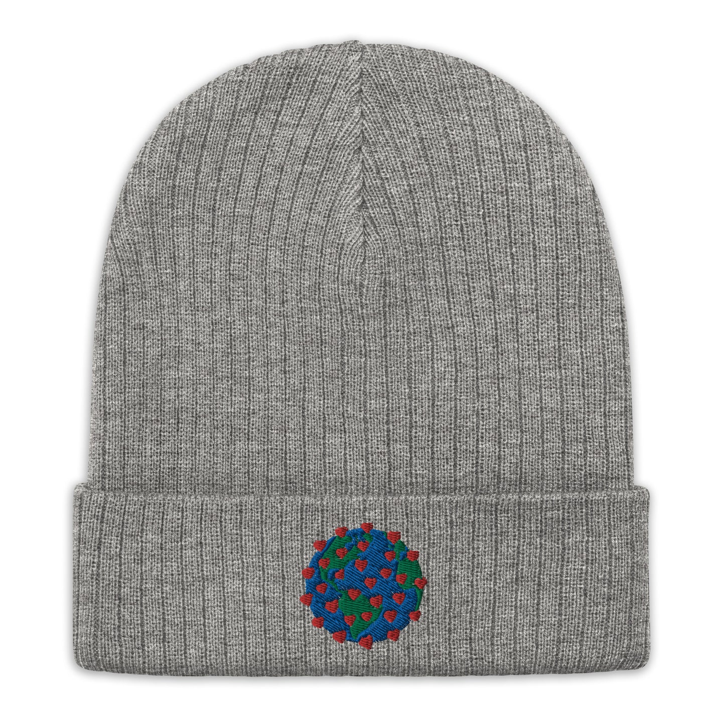 Ribbed knit beanie with embroidered Virus of Love Image