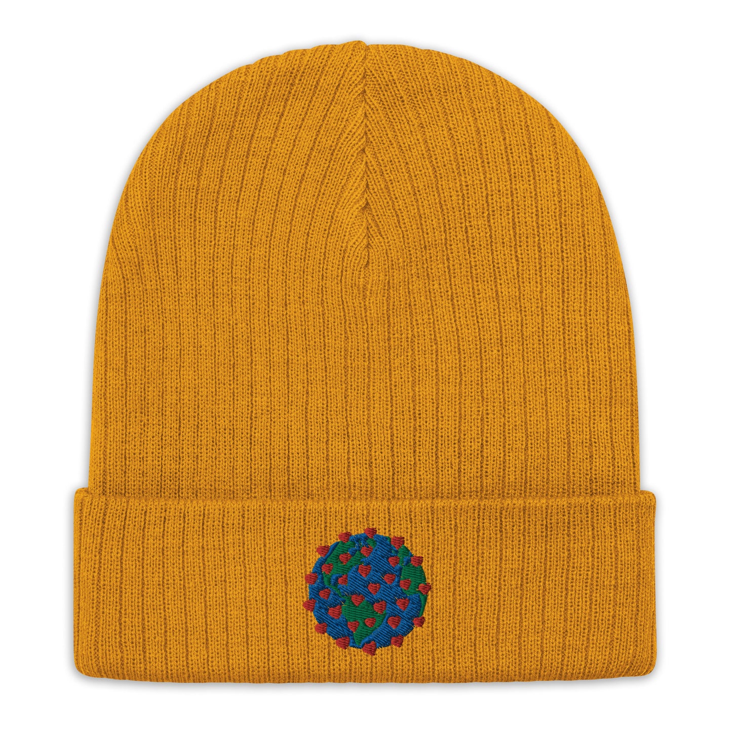 Ribbed knit beanie with embroidered Virus of Love Image