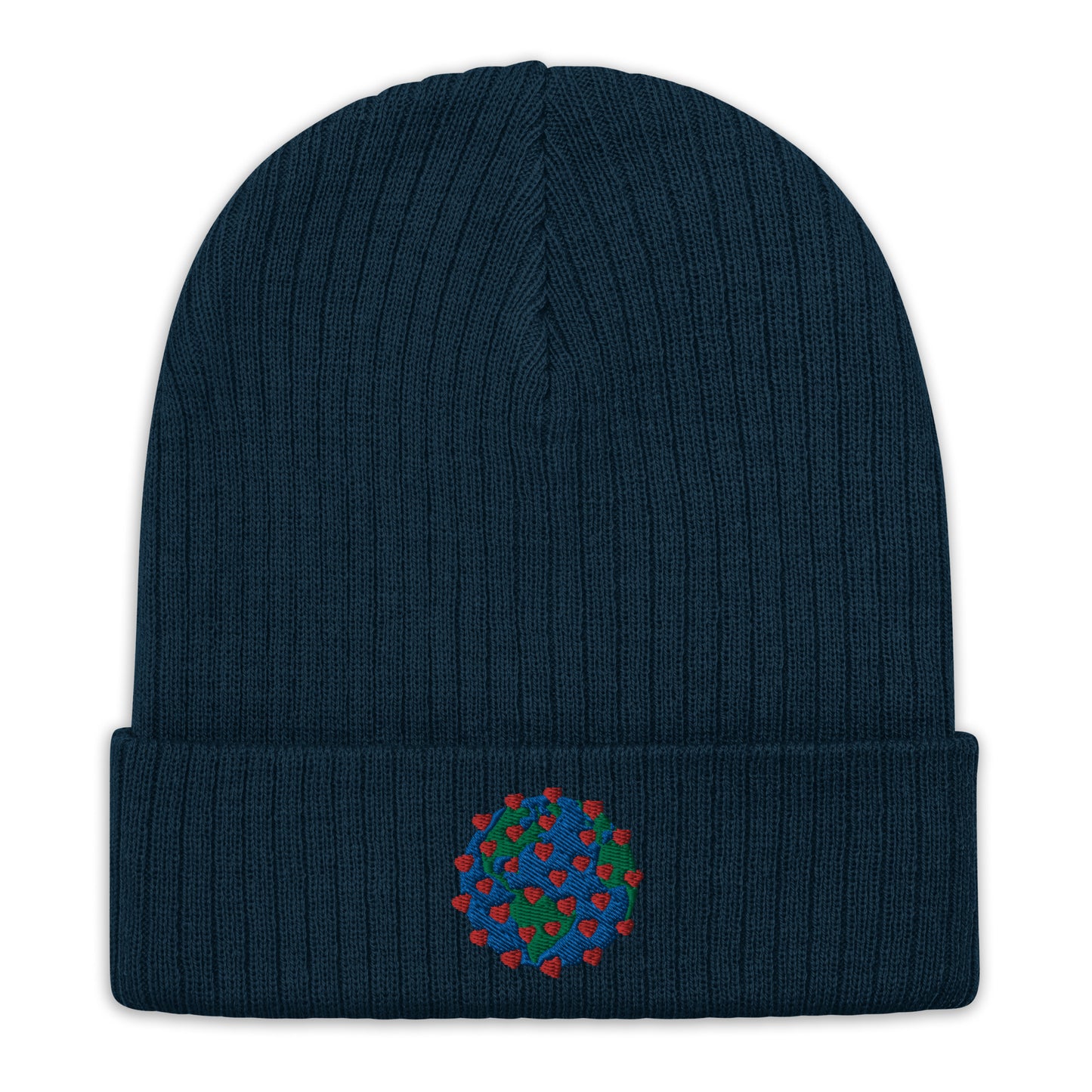 Ribbed knit beanie with embroidered Virus of Love Image