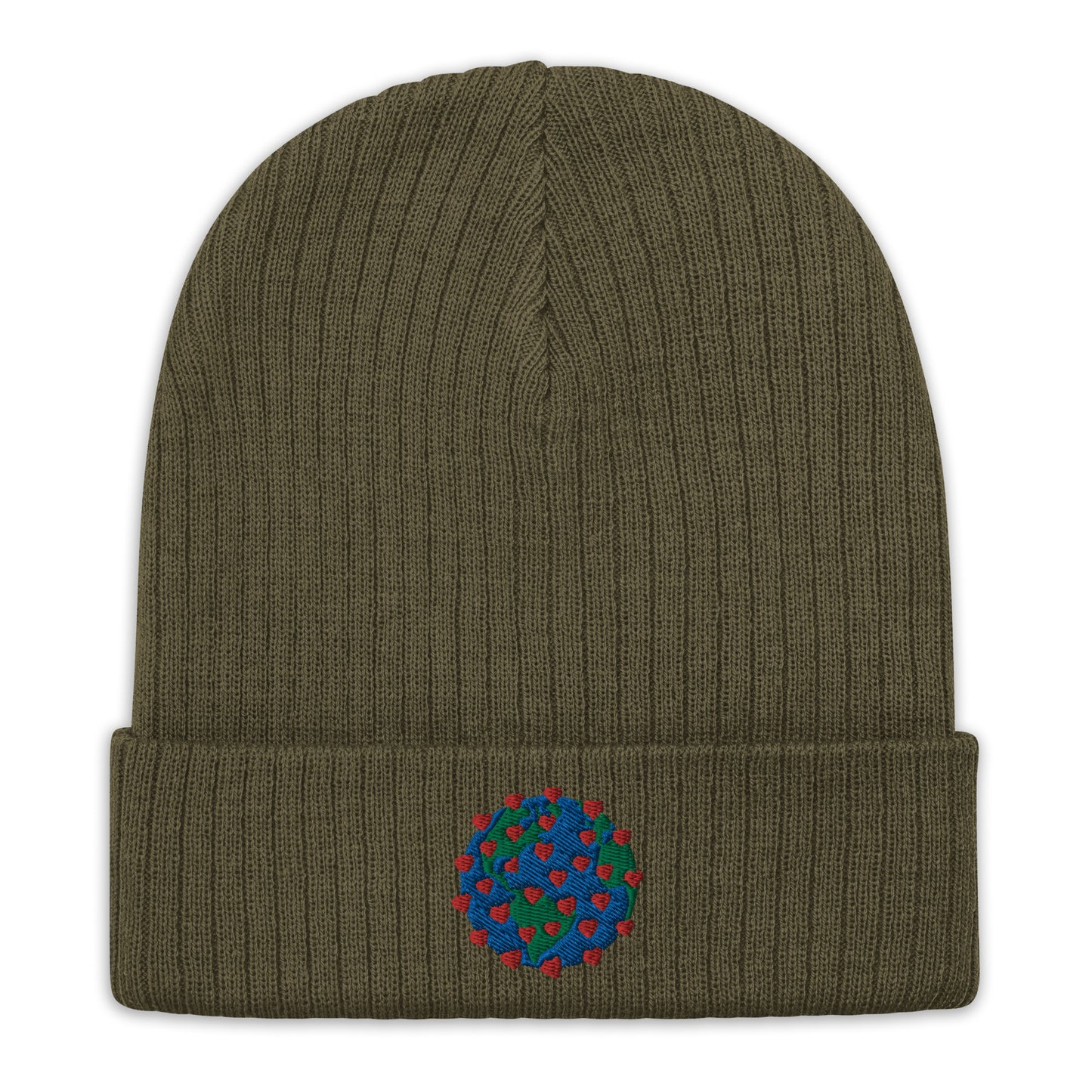 Ribbed knit beanie with embroidered Virus of Love Image