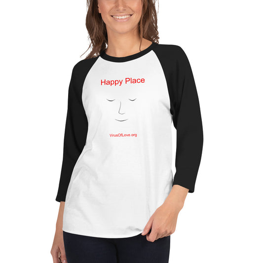 Happy Place Meditator-3/4 sleeve raglan shirt