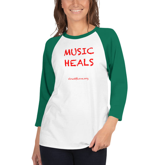 Music Heals 3/4 sleeve raglan shirt